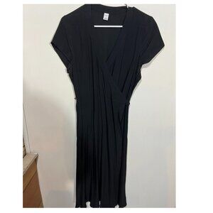 Old Navy - Size Large - Midi-Black Wrap Dress - V-Neck  NWOT